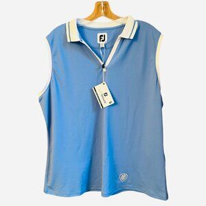 NWT | FootJoy | Open Placket | Sleeveless | Blue Jay White | Golf Shirt